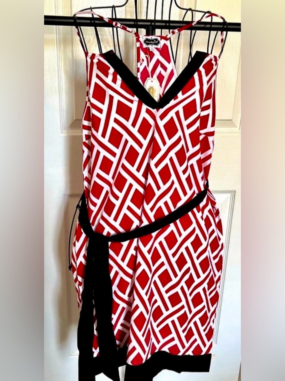 NWT MUD PIE Red and White Geometric Gameday Dress UGA Georgia Bulldogs Small